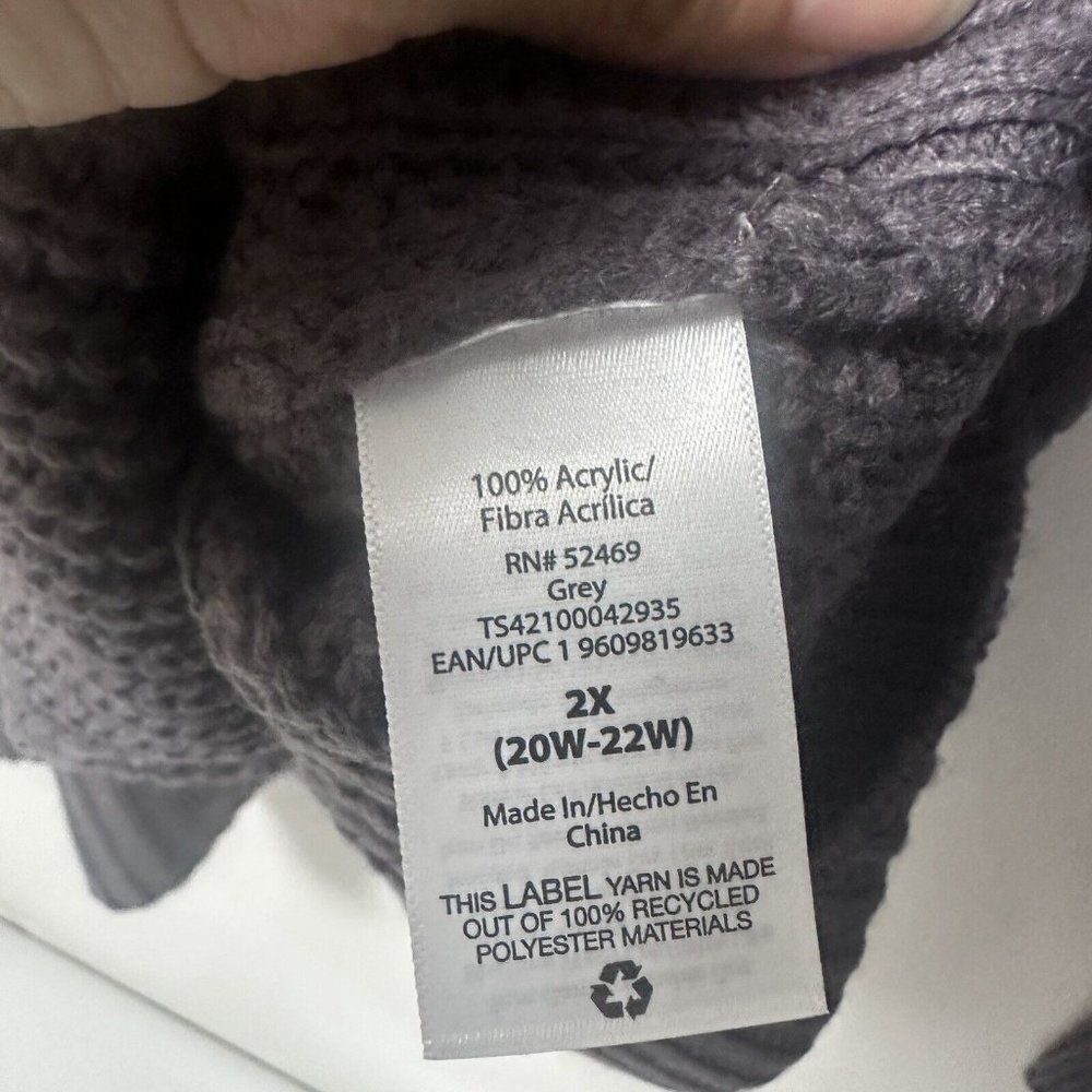 Terra & Sky Womens Sweater Purple Gray V Neck Swirl Knit Classy Fall Color 2X - Picture 4 of 7